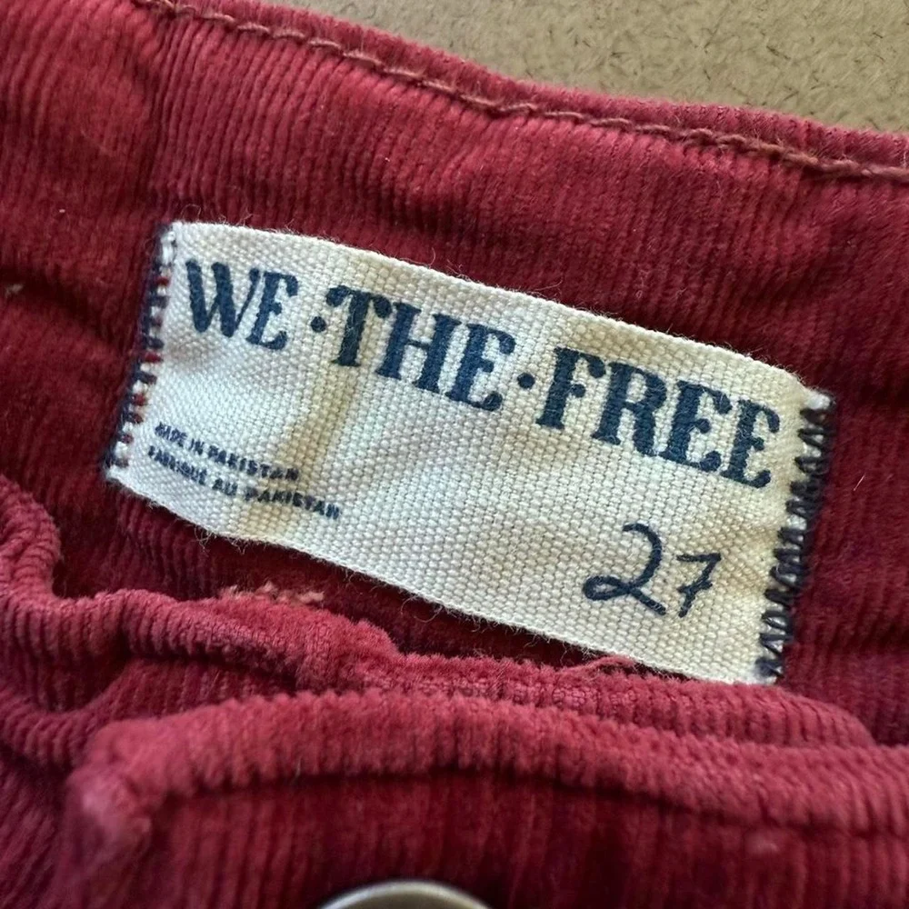 Free People We The Free Red Corduroy Flare Pants Womens 27 Boho Bell Bottom